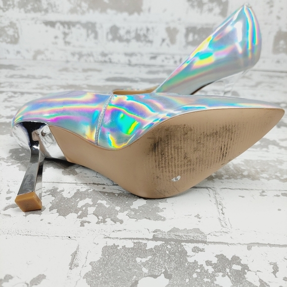 Steve Madden Salza Iridiscent Metallic Pointed Toe Pumps X128 - Picture 9 of 11